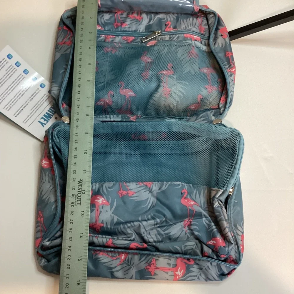 Narwey Hanging Toiletry Bag Pink Flamingo Tropical Travel Organizer New